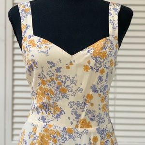 Reformation Humphrey Mini Dress. Size 4. White and Yellow Floral.